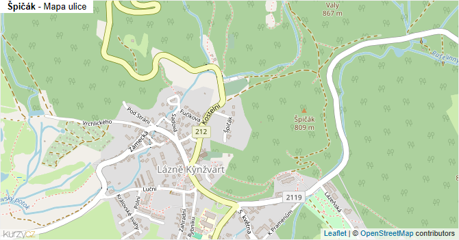 Špičák - mapa ulice