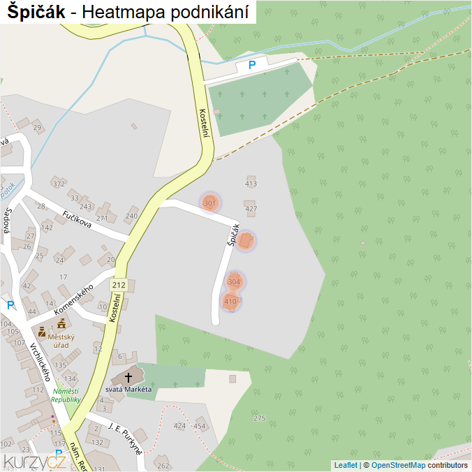 Mapa Špičák - Firmy v ulici.