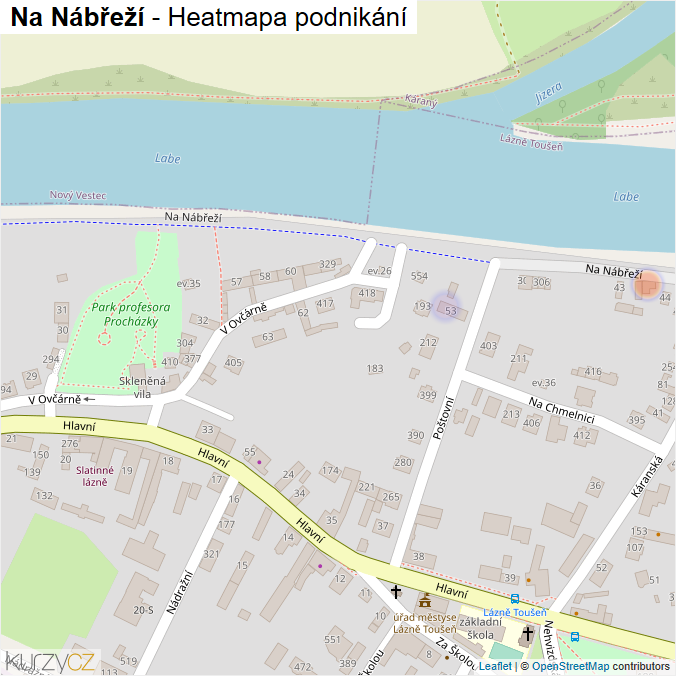 Mapa Na Nábřeží - Firmy v ulici.