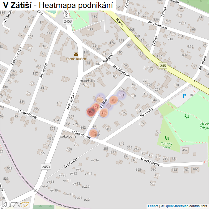 Mapa V Zátiší - Firmy v ulici.