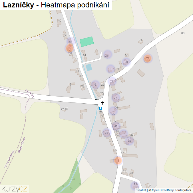Mapa Lazníčky - Firmy v části obce.