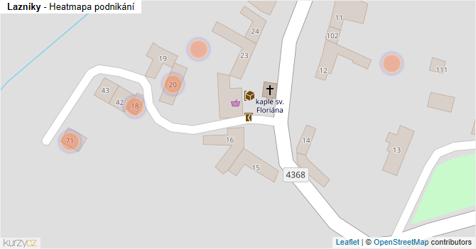 Lazníky - mapa podnikání