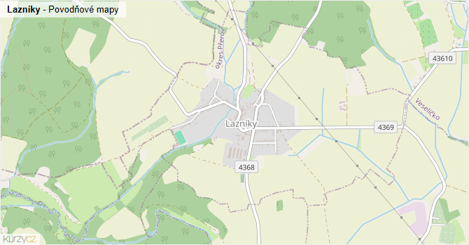 Lazníky - záplavové mapy stoleté vody