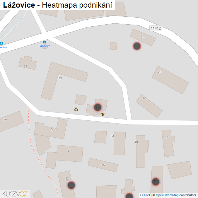 Mapa Lážovice - Firmy v obci.