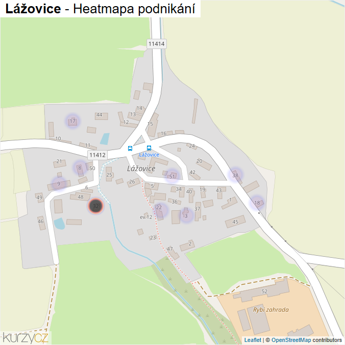 Mapa Lážovice - Firmy v části obce.