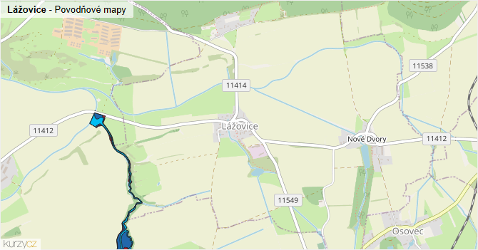 Lážovice - záplavové mapy stoleté vody