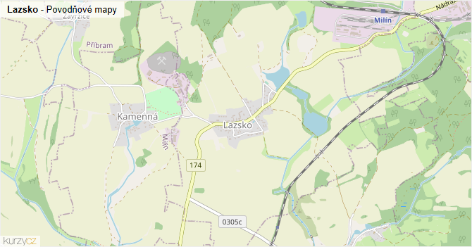 Lazsko - záplavové mapy stoleté vody