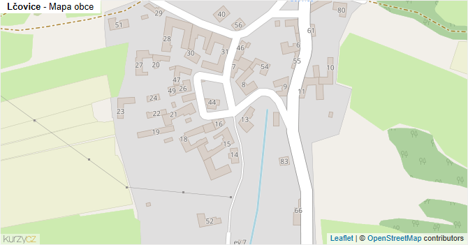 Lčovice - mapa obce