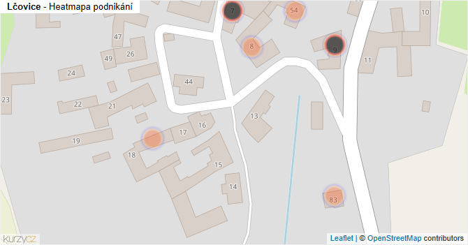 Lčovice - mapa podnikání