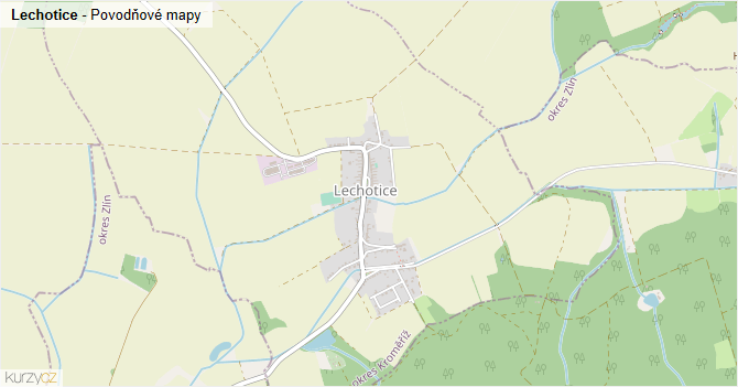 Lechotice - záplavové mapy stoleté vody