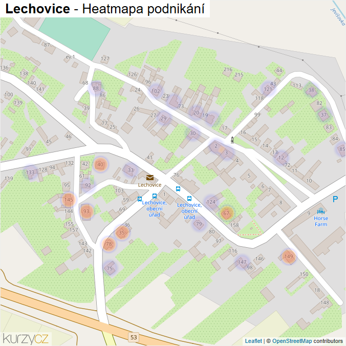Mapa Lechovice - Firmy v části obce.