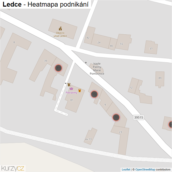 Mapa Ledce - Firmy v obci.
