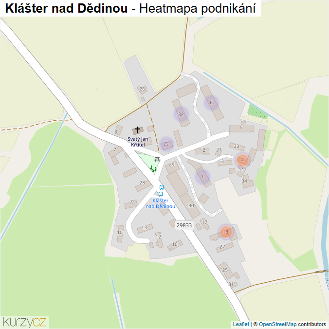 Mapa Klášter nad Dědinou - Firmy v části obce.