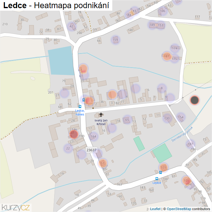 Mapa Ledce - Firmy v části obce.
