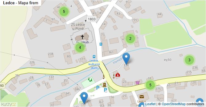 Ledce - mapa firem