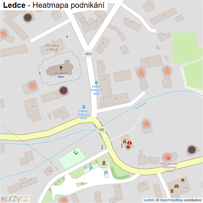 Mapa Ledce - Firmy v obci.