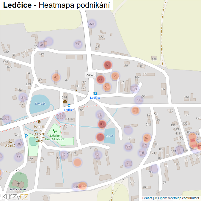 Mapa Ledčice - Firmy v části obce.