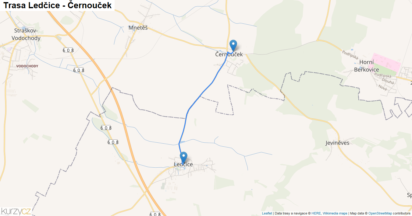 Ledčice-Černouček, mapa trasy