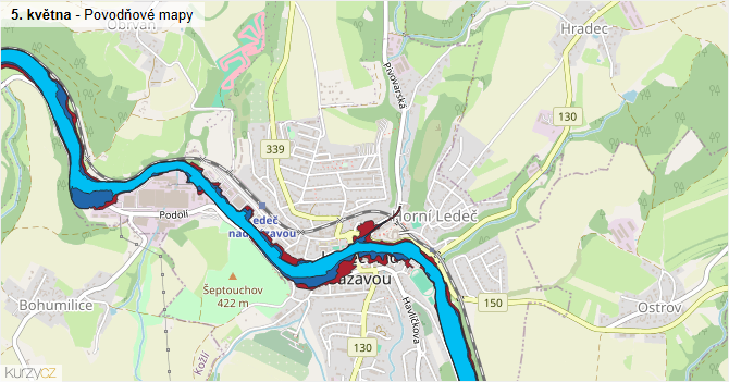 5. května - záplavové mapy stoleté vody