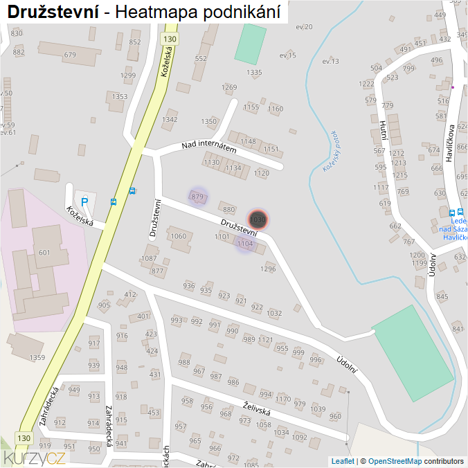 Mapa Družstevní - Firmy v ulici.