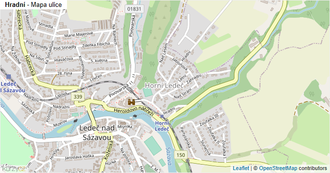 Hradní - mapa ulice