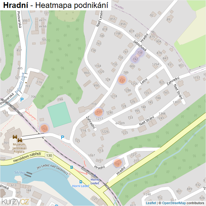 Mapa Hradní - Firmy v ulici.