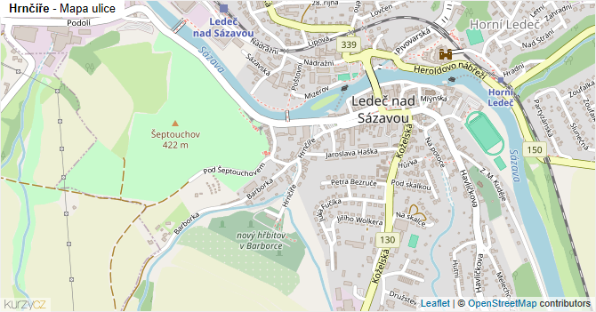 Hrnčíře - mapa ulice