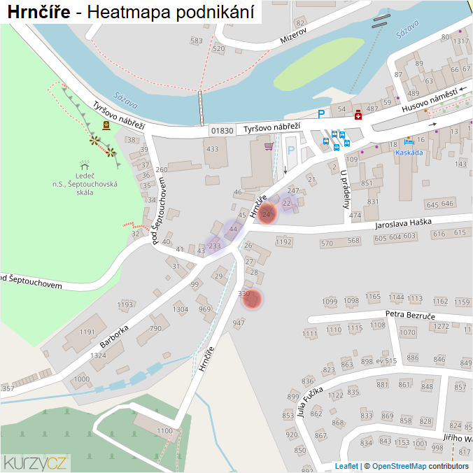 Mapa Hrnčíře - Firmy v ulici.