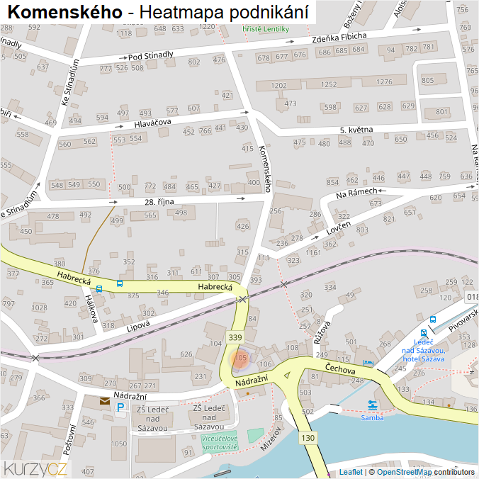 Mapa Komenského - Firmy v ulici.