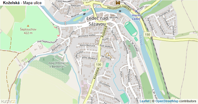 Koželská - mapa ulice