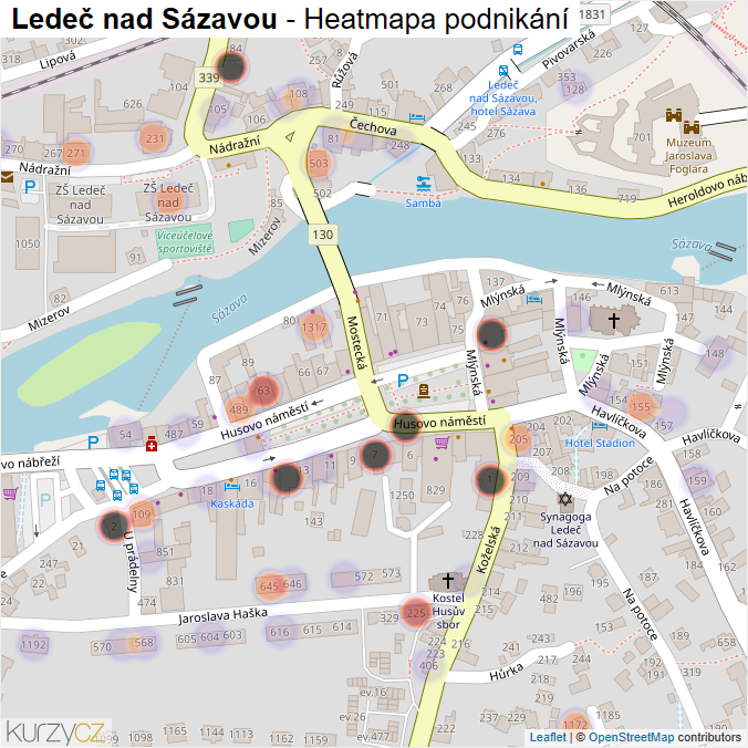 Mapa Ledeč nad Sázavou - Firmy v části obce.
