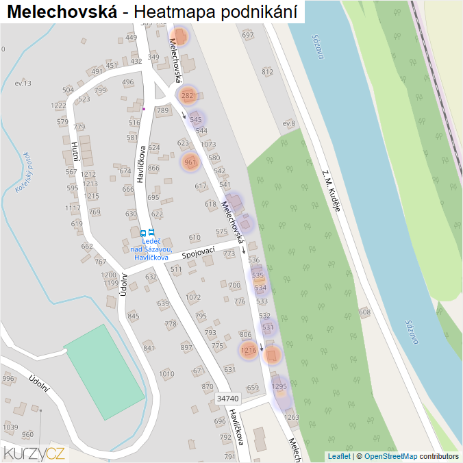 Mapa Melechovská - Firmy v ulici.