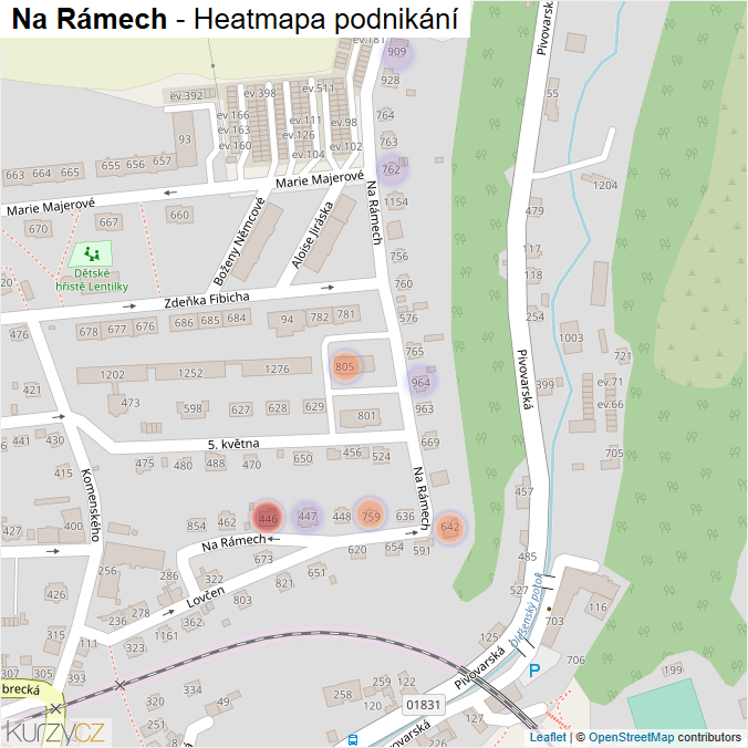 Mapa Na Rámech - Firmy v ulici.