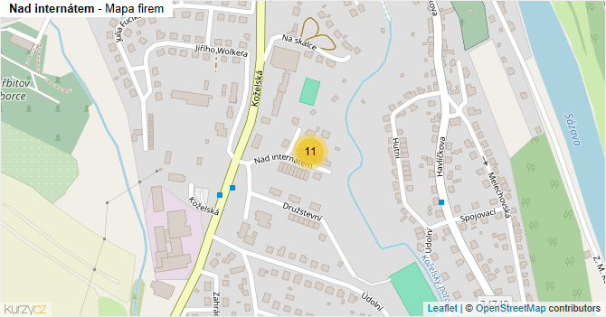 Nad internátem - mapa firem