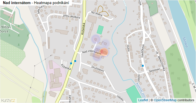 Nad internátem - mapa podnikání