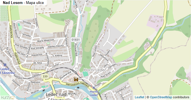 Nad Lesem - mapa ulice