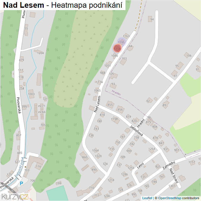 Mapa Nad Lesem - Firmy v ulici.