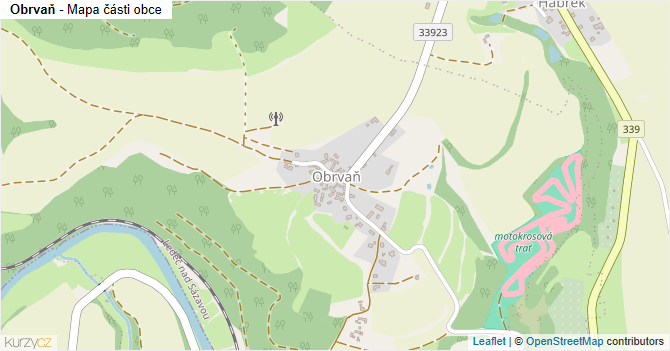 Obrvaň - mapa části obce