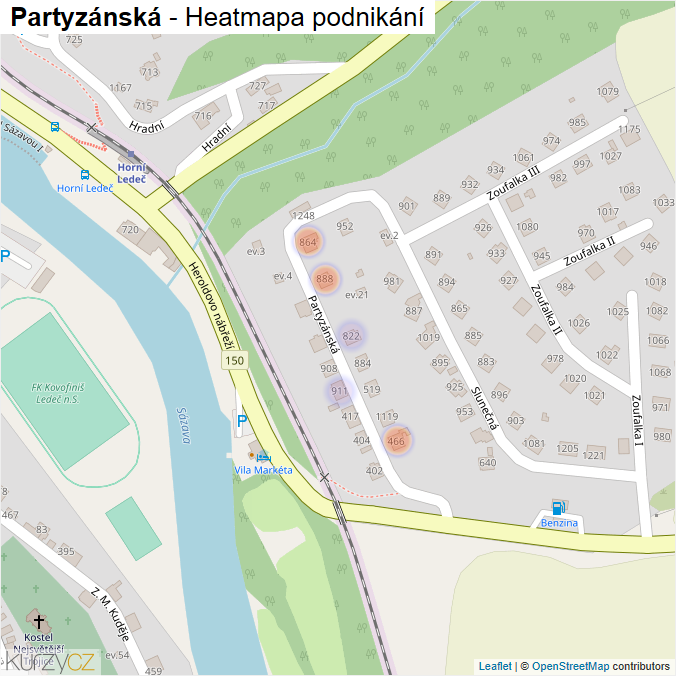 Mapa Partyzánská - Firmy v ulici.