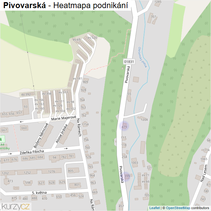 Mapa Pivovarská - Firmy v ulici.