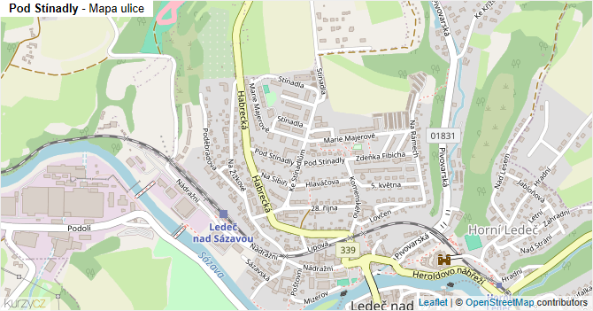 Pod Stínadly - mapa ulice