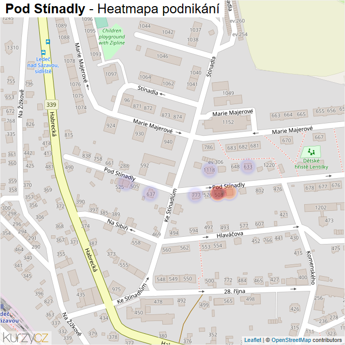 Mapa Pod Stínadly - Firmy v ulici.