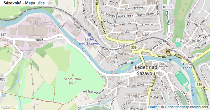 Sázavská - mapa ulice
