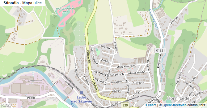 Stínadla - mapa ulice
