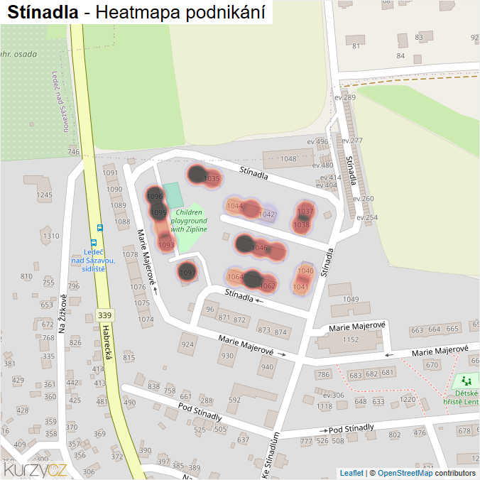 Mapa Stínadla - Firmy v ulici.