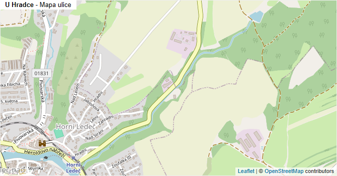 U Hradce - mapa ulice