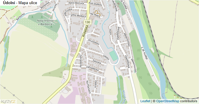 Údolní - mapa ulice