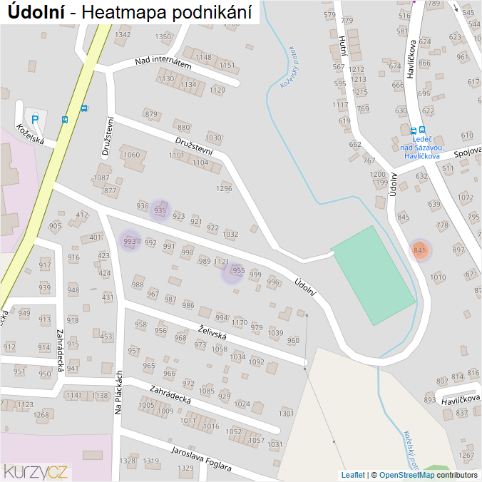 Mapa Údolní - Firmy v ulici.