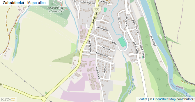 Zahrádecká - mapa ulice