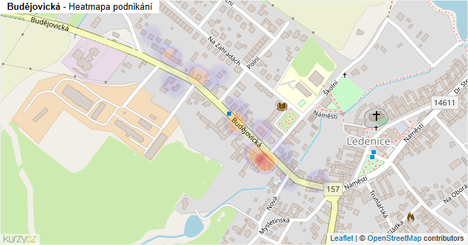 Budějovická - mapa podnikání